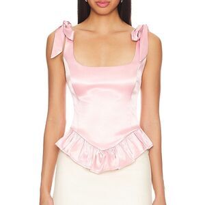 More to Come Revolve Satin Sleeveless Top with Ruffle Hem